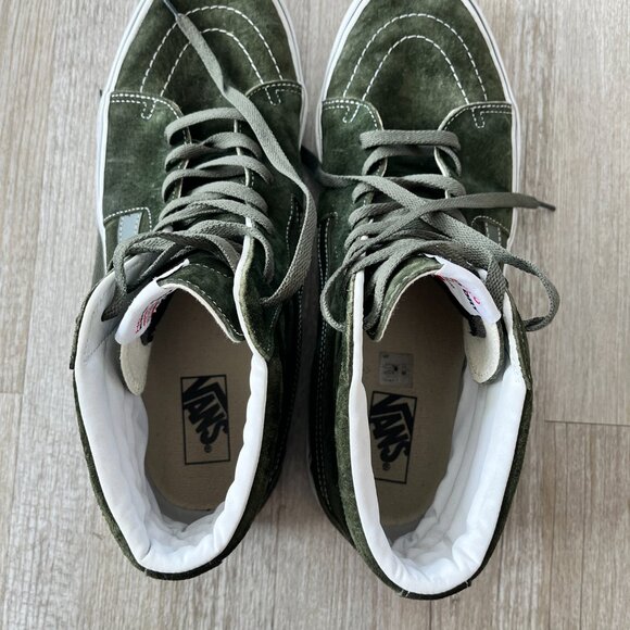 Mens Vans Sk8-Hi Olive Green Suede High Top Sneakers - 13 - Picture 8 of 10